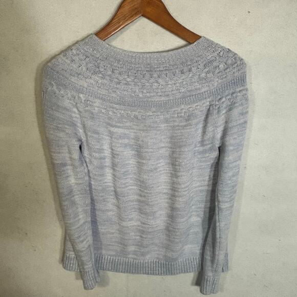 Chico’s Sweater Size 0 Small Purple Blue Textured Knit Pullover Crew Neck - Picture 3 of 7